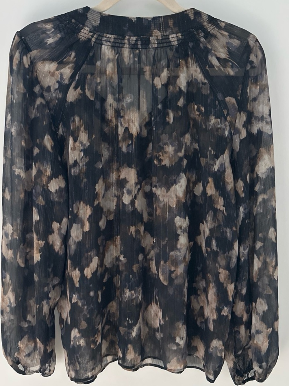 Women’s Black Floral Sheer Blouse - Neutral Print